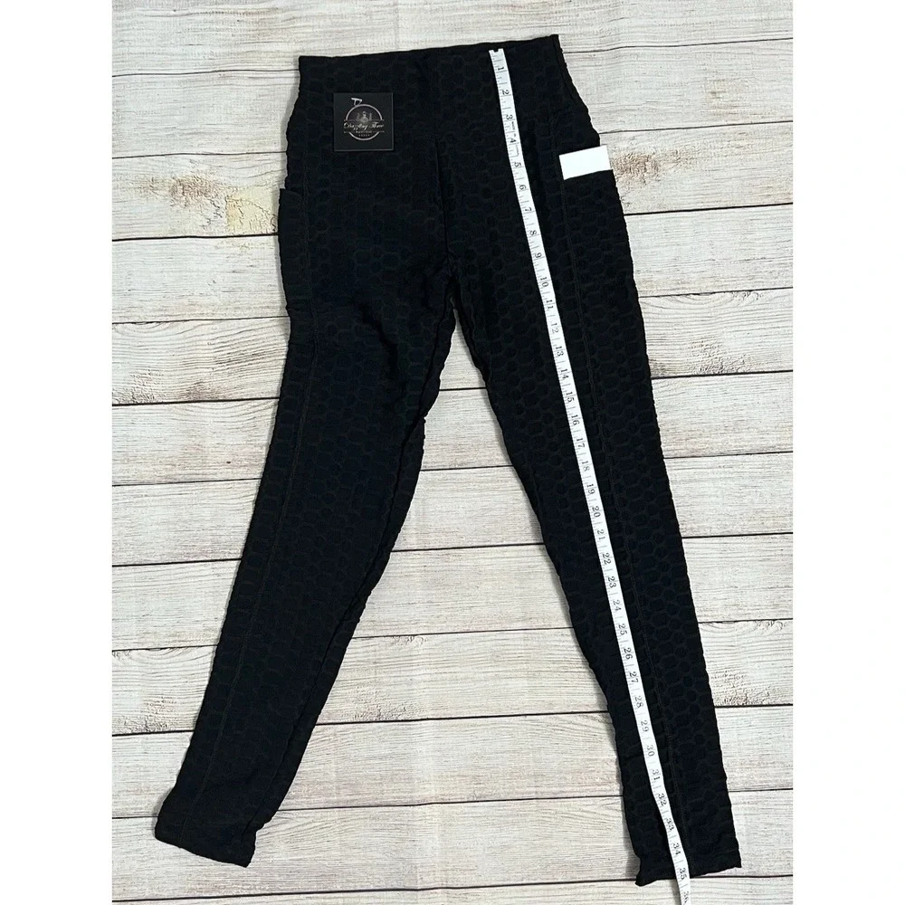 New With POCKETS Black‎ Honeycomb Scrunch Butt Leggings Size S/M Butt Lifting
